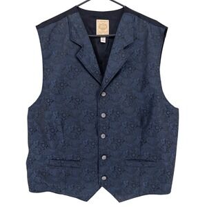 Vintage Wah Maker Vest Mens XXL Blue Paisley Frontier Made in USA Western Cowboy